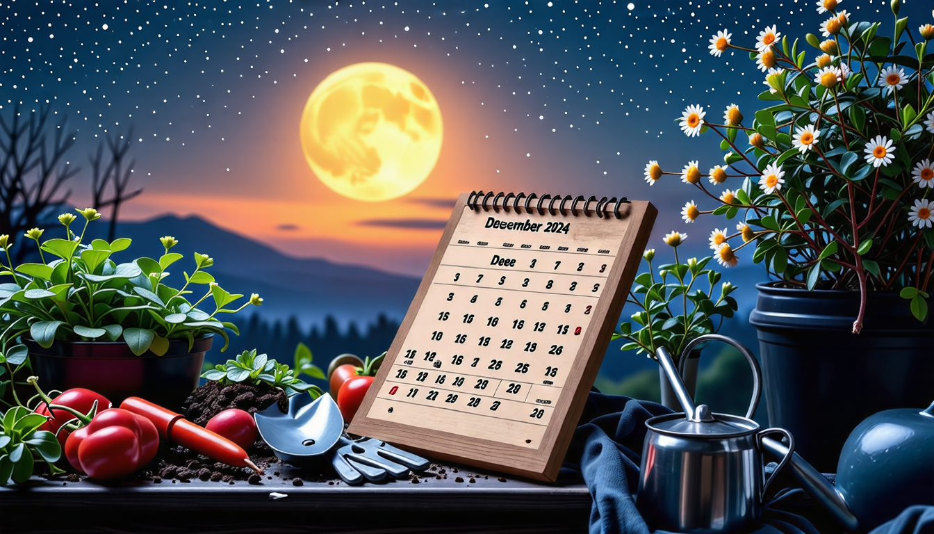 découvrez notre calendrier lunaire de décembre 2024 pour optimiser vos travaux de jardinage. suivez les phases de la lune pour planter, semer et entretenir votre jardin en harmonie avec la nature.