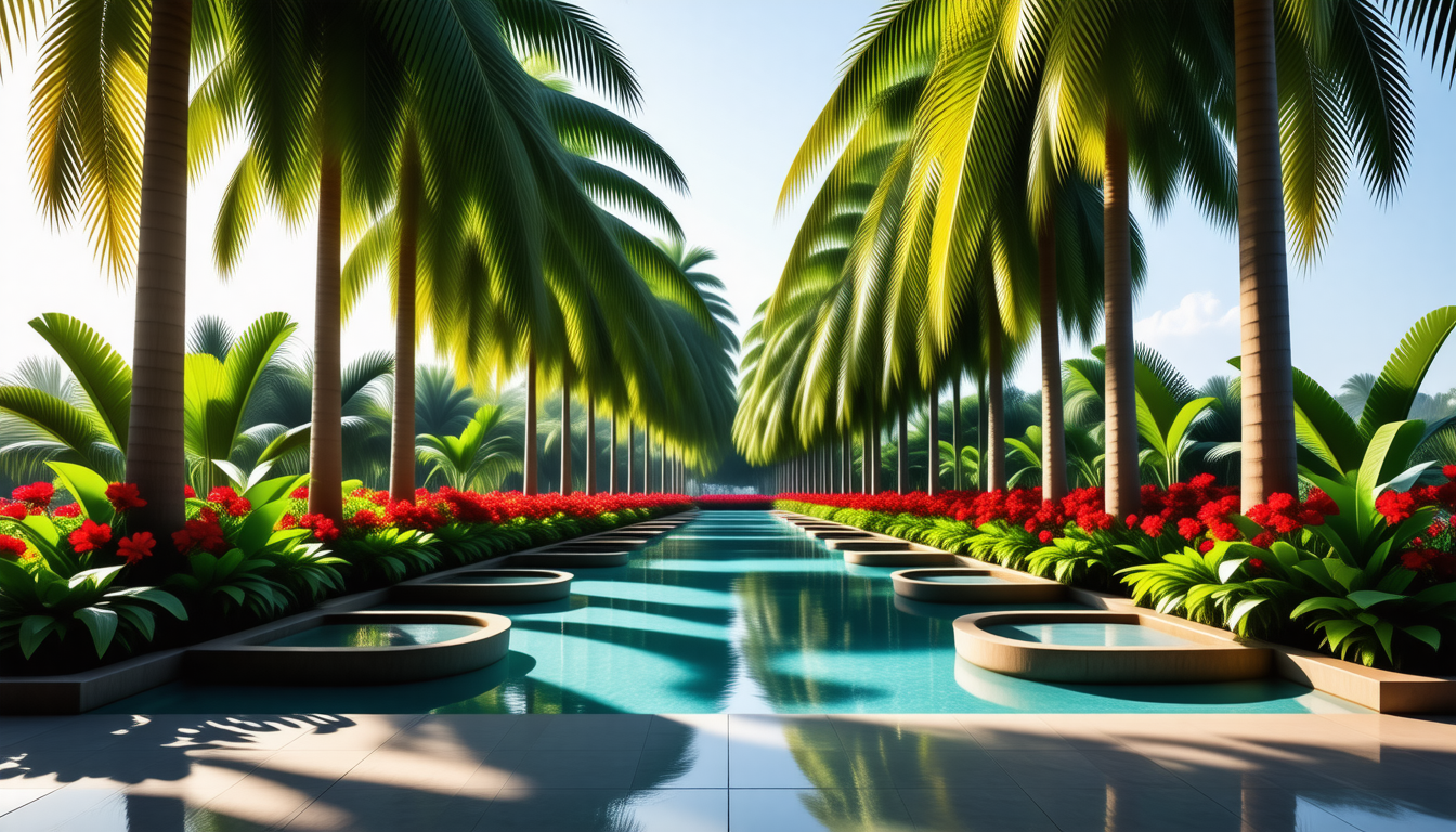 découvrez les jardins d'oasis, un havre de paix où palmiers majestueux et bassins rafraîchissants créent une ambiance sereine et relaxante. évadez-vous dans cet écrin de verdure et laissez-vous séduire par la beauté exotique de ces espaces enchanteurs.