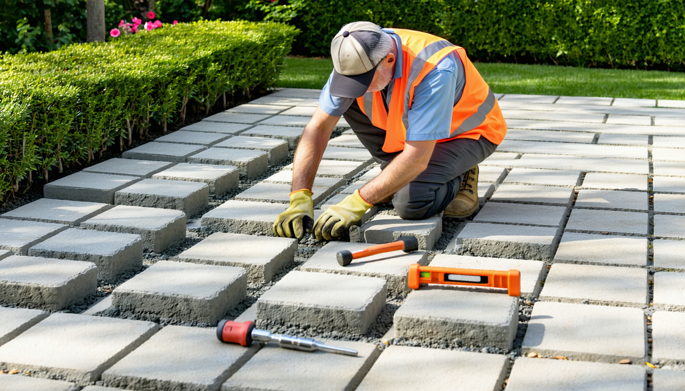 guide étape par étape pour poser des pavés en béton et créer une terrasse durable : préparation du sol, drainage, pose, jointoiement et conseils d’entretien.