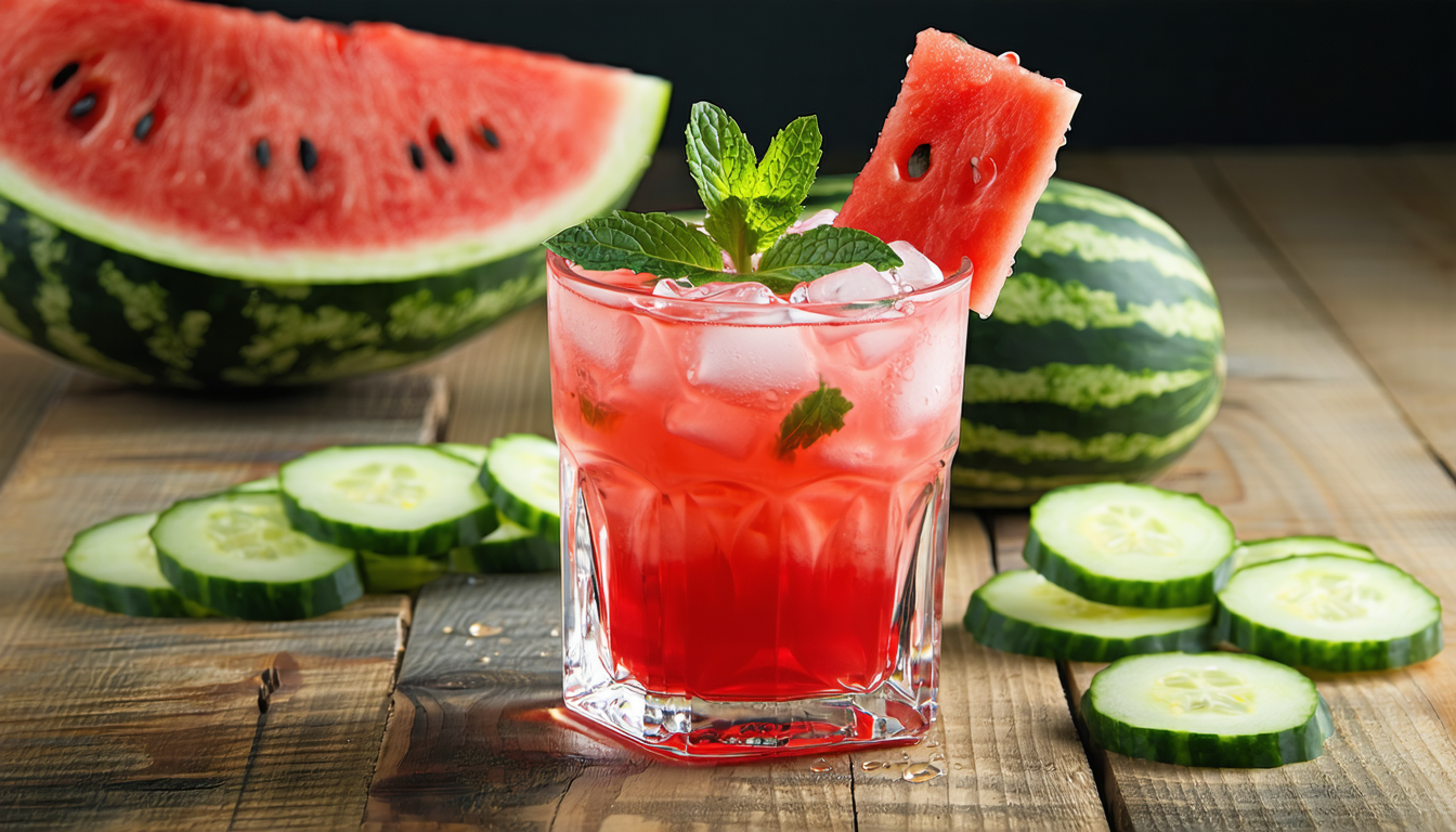 découvrez une boisson rafraîchissante à base de pastèque, concombre et menthe, idéale pour les chaudes journées d'été. profitez d'un mélange savoureux et revitalisant qui saura vous désaltérer tout en apportant une touche de fraîcheur à vos moments de détente.